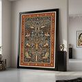 Ornate Tree of Life Canvas, Vintage Peacock & Crane Wall Art, Floral Botanical Tapestry Design, Elegant Nature Canvas Ready To Hang,
