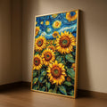 Vibrant Sunflower Field Canvas, Van Gogh Style Floral Wall Art, Sunflowers Painting, Bright Yellow Home Decor, Nature Ready To Hang,