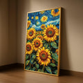 Vibrant Sunflower Field Canvas, Van Gogh Style Floral Wall Art, Sunflowers Painting, Bright Yellow Home Decor, Nature Ready To Hang,