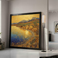 Golden Sunrise Village, Abstract Coastal Canvas, Decorative Landscape Wall Art, Modern Art Painting, Nature Canvas, Home Wall Ready To Hang,