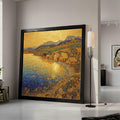 Golden Sunrise Village, Abstract Coastal Canvas, Decorative Landscape Wall Art, Modern Art Painting, Nature Canvas, Home Wall Ready To Hang,