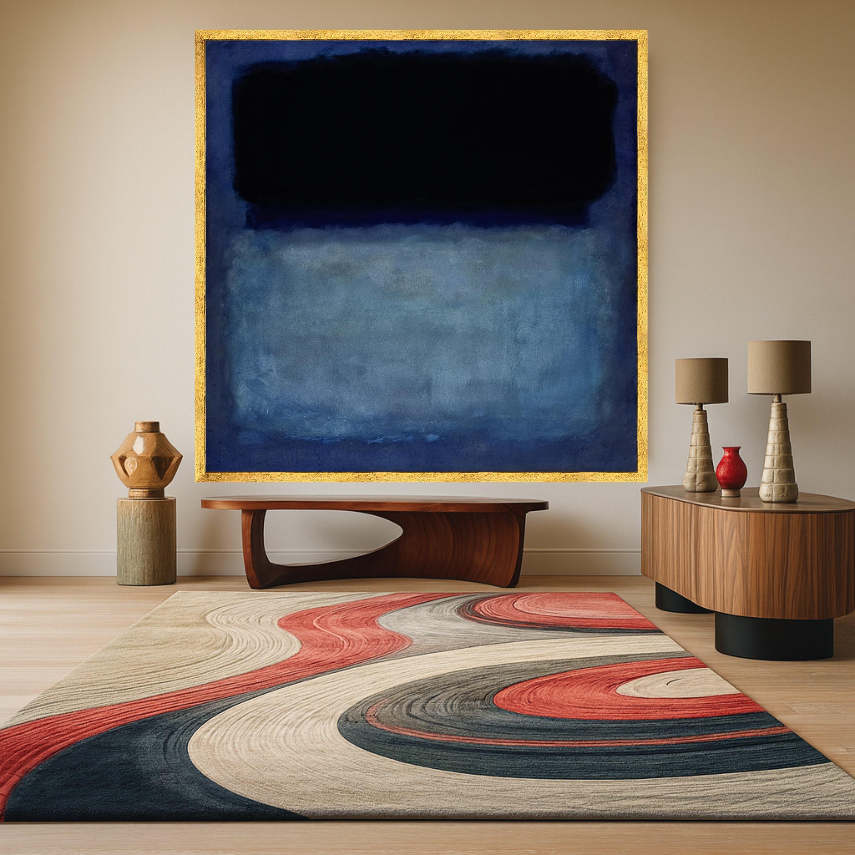 Mark Rothko Blue and Black Canvas, Abstract Color Field Wall Art, Modern Art Print, Moody Home Decoration, Ready to Hang Ready To Hang,