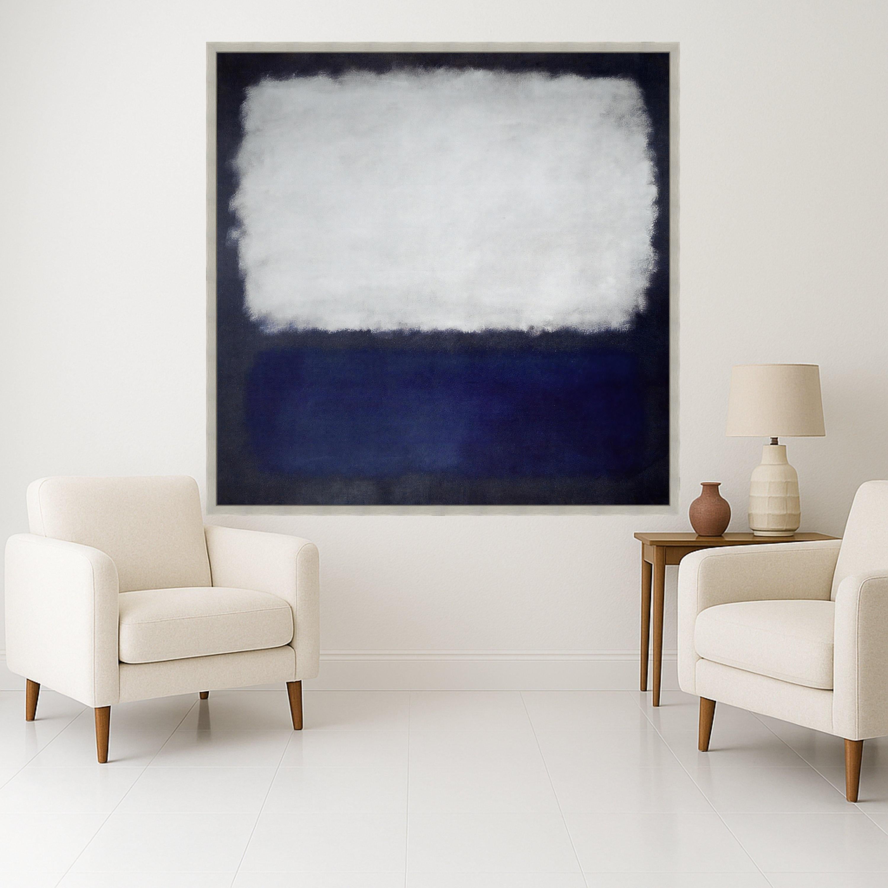Mark Rothko Canvas Wall Art, White and Blue Abstract Painting, Modern Minimalist Canvas Print, Large Living Room Art, Home Ready To Hang,