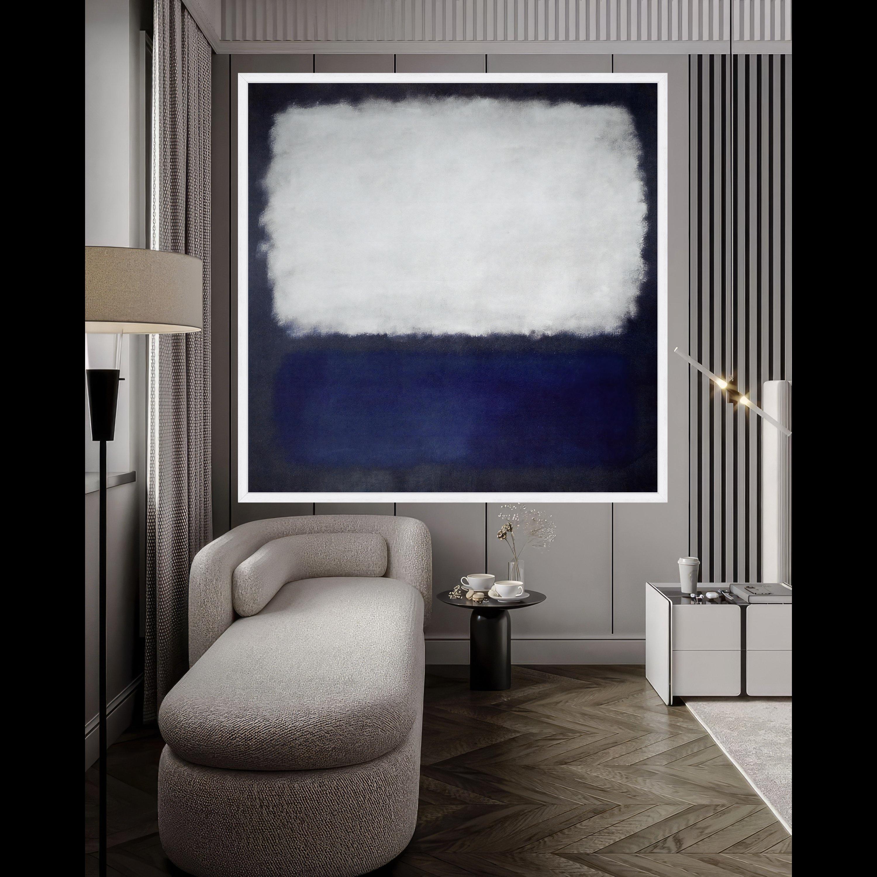 Mark Rothko Canvas Wall Art, White and Blue Abstract Painting, Modern Minimalist Canvas Print, Large Living Room Art, Home Ready To Hang,