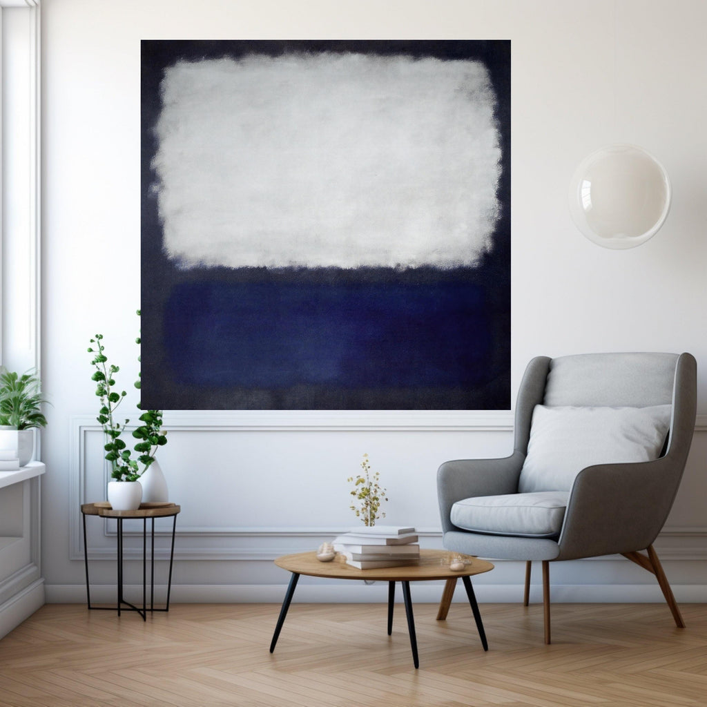 Mark Rothko Canvas Wall Art, White and Blue Abstract Painting, Modern Minimalist Canvas Print, Large Living Room Art, Home Ready To Hang,