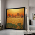 Gustav Klimt Golden Village Canvas Wall Art, Decorative Abstract Landscape, Autumn Trees and Houses, Modern Home Decor, Ready Ready To Hang,