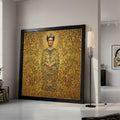 Golden Floral Elegance Canvas, Gustav Klimt Inspired Portrait, Ornate Decorative Wall Art, Luxe Home Decoration, Ready to Ready To Hang,