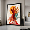 Abstract Couple Dance Canvas, Modern Wall Art, Romantic Silhouette Print, Botanical Shapes Decor, Contemporary Canvas Art Ready To Hang,