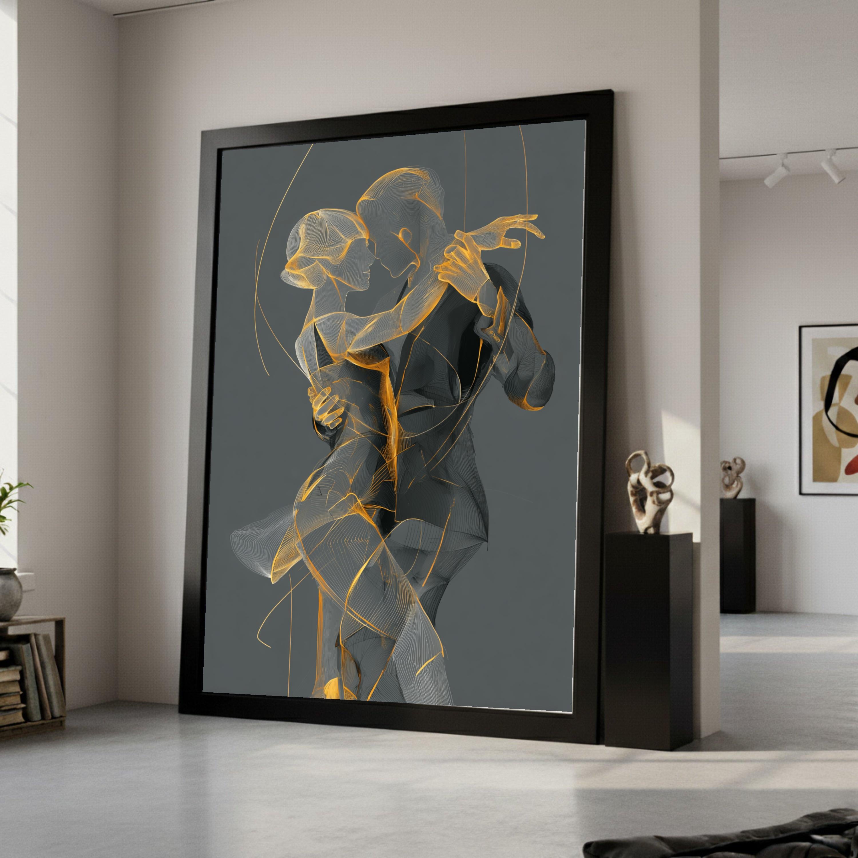 Elegant Tango Dance, Abstract Couple Canvas, Romantic Wall Art, Modern Dance Print, Home Decor Canvas Ready To Hang,