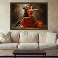 Passionate Tango Dance, Elegant Couple Canvas, Red Dress Wall Art, Romantic Dance Print, Home Decor Canvas Ready To Hang,