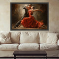 Passionate Tango Dance, Elegant Couple Canvas, Red Dress Wall Art, Romantic Dance Print, Home Decor Canvas Ready To Hang,