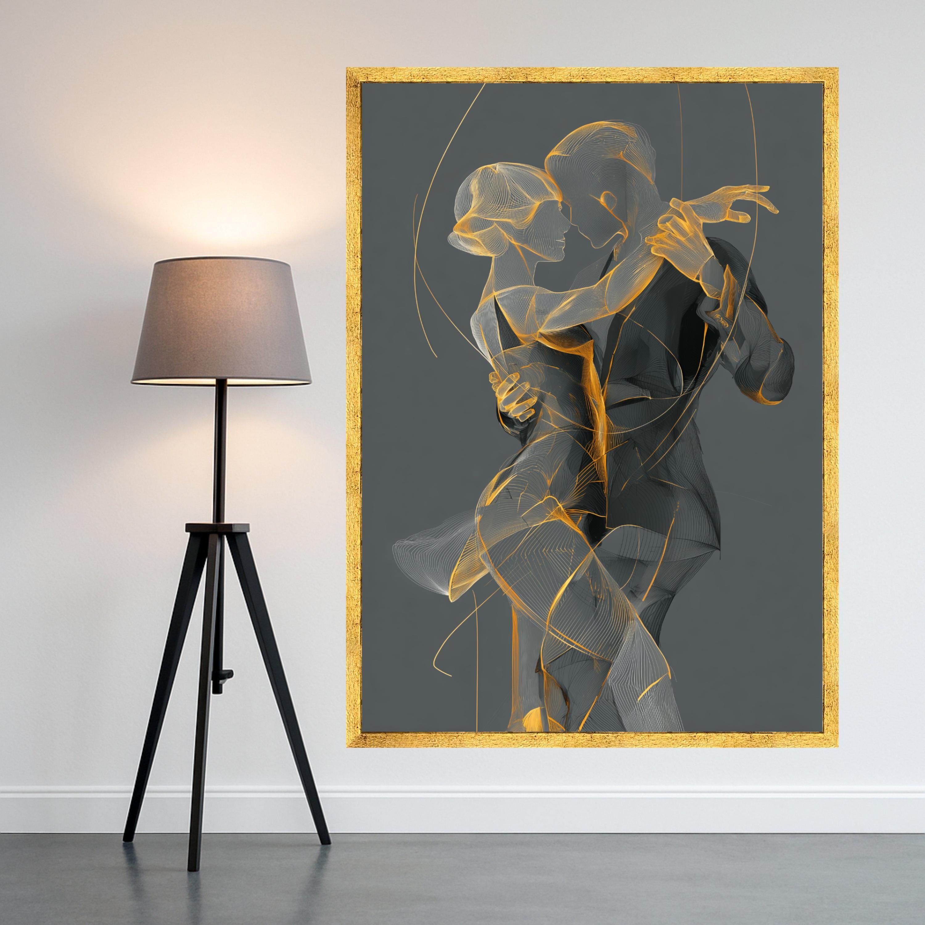 Elegant Tango Dance, Abstract Couple Canvas, Romantic Wall Art, Modern Dance Print, Home Decor Canvas Ready To Hang,
