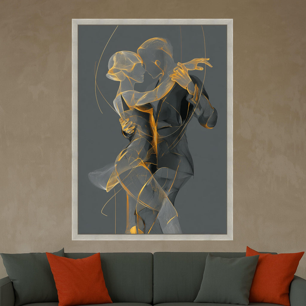 Elegant Tango Dance, Abstract Couple Canvas, Romantic Wall Art, Modern Dance Print, Home Decor Canvas Ready To Hang,