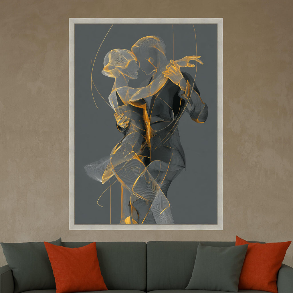 Elegant Tango Dance, Abstract Couple Canvas, Romantic Wall Art, Modern Dance Print, Home Decor Canvas Ready To Hang,