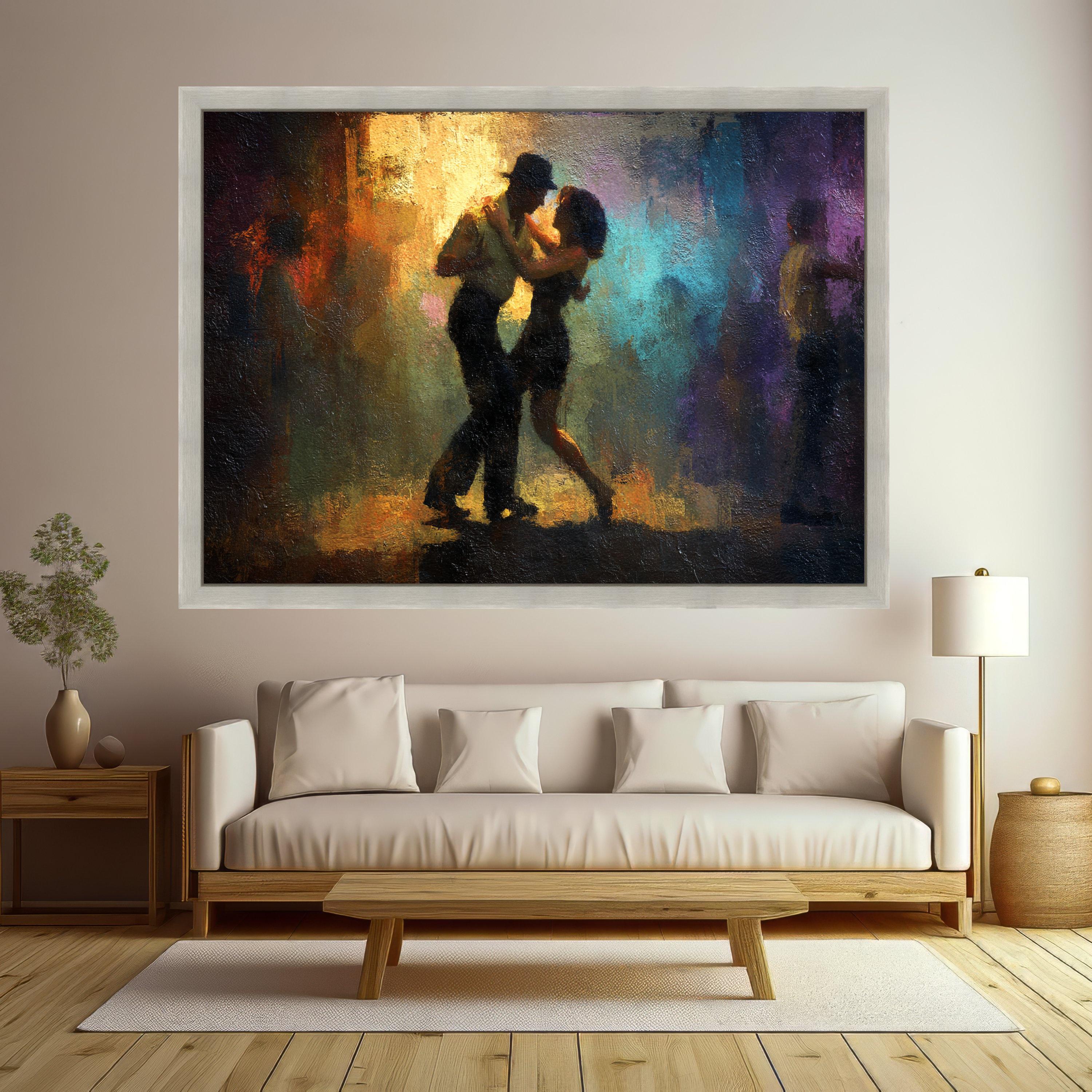 Romantic Dance Couple, Abstract Canvas Art, Nightclub Scene Print, Colorful Wall Art, Home Decor Canvas Ready To Hang,