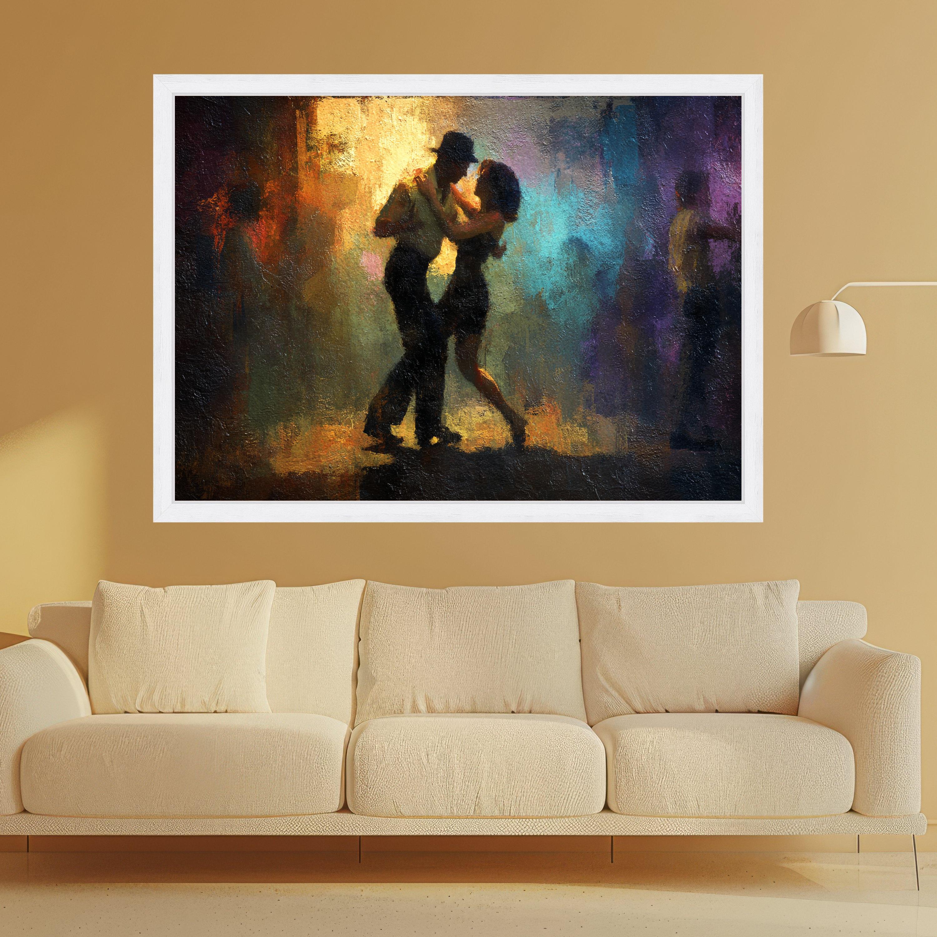 Romantic Dance Couple, Abstract Canvas Art, Nightclub Scene Print, Colorful Wall Art, Home Decor Canvas Ready To Hang,