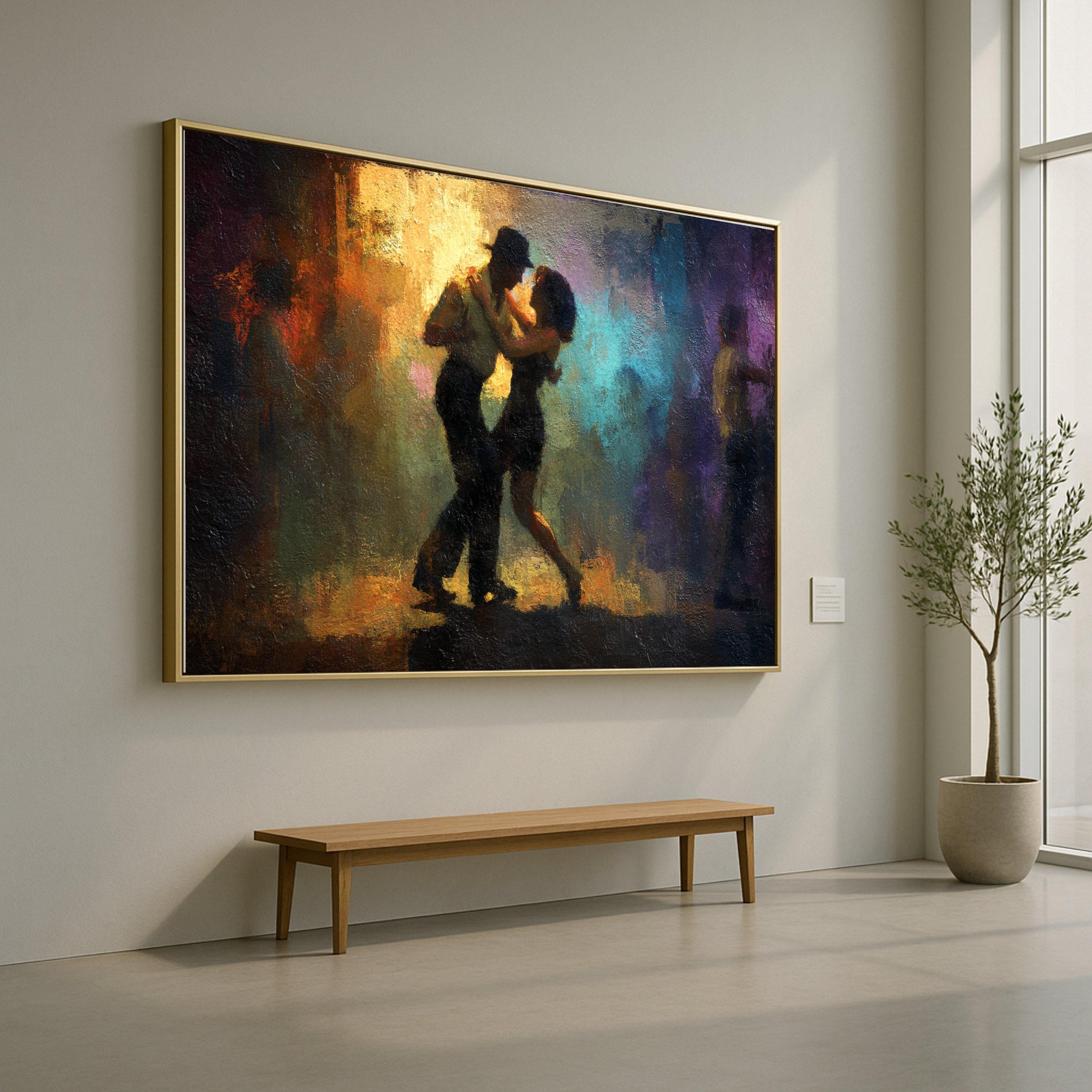Romantic Dance Couple, Abstract Canvas Art, Nightclub Scene Print, Colorful Wall Art, Home Decor Canvas Ready To Hang,