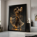 Romantic Dancing Couple, Gold Light Art, Digital Dance Canvas, Elegant Wall Decor, Modern Home Art Print Ready To Hang,
