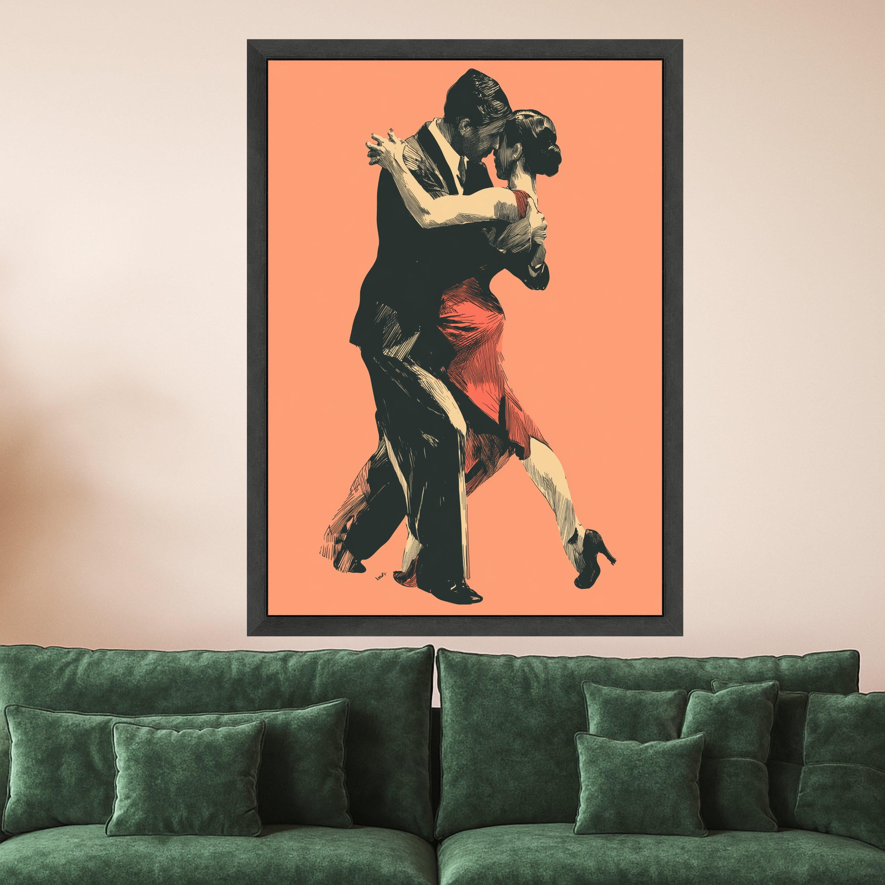 Elegant Tango Dance, Couple Canvas Art, Romantic Wall Print, Dance Illustration Canvas, Home Decor Art Ready To Hang,