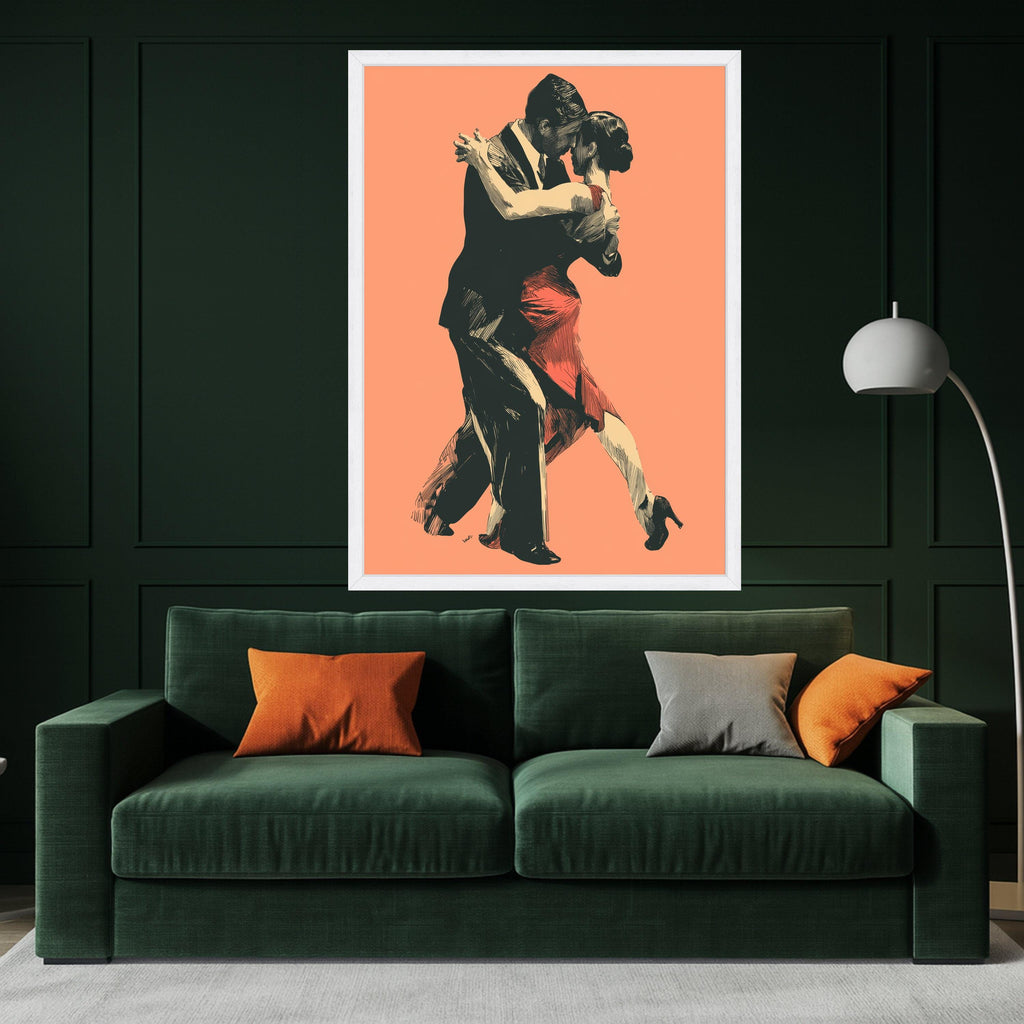 Elegant Tango Dance, Couple Canvas Art, Romantic Wall Print, Dance Illustration Canvas, Home Decor Art Ready To Hang,