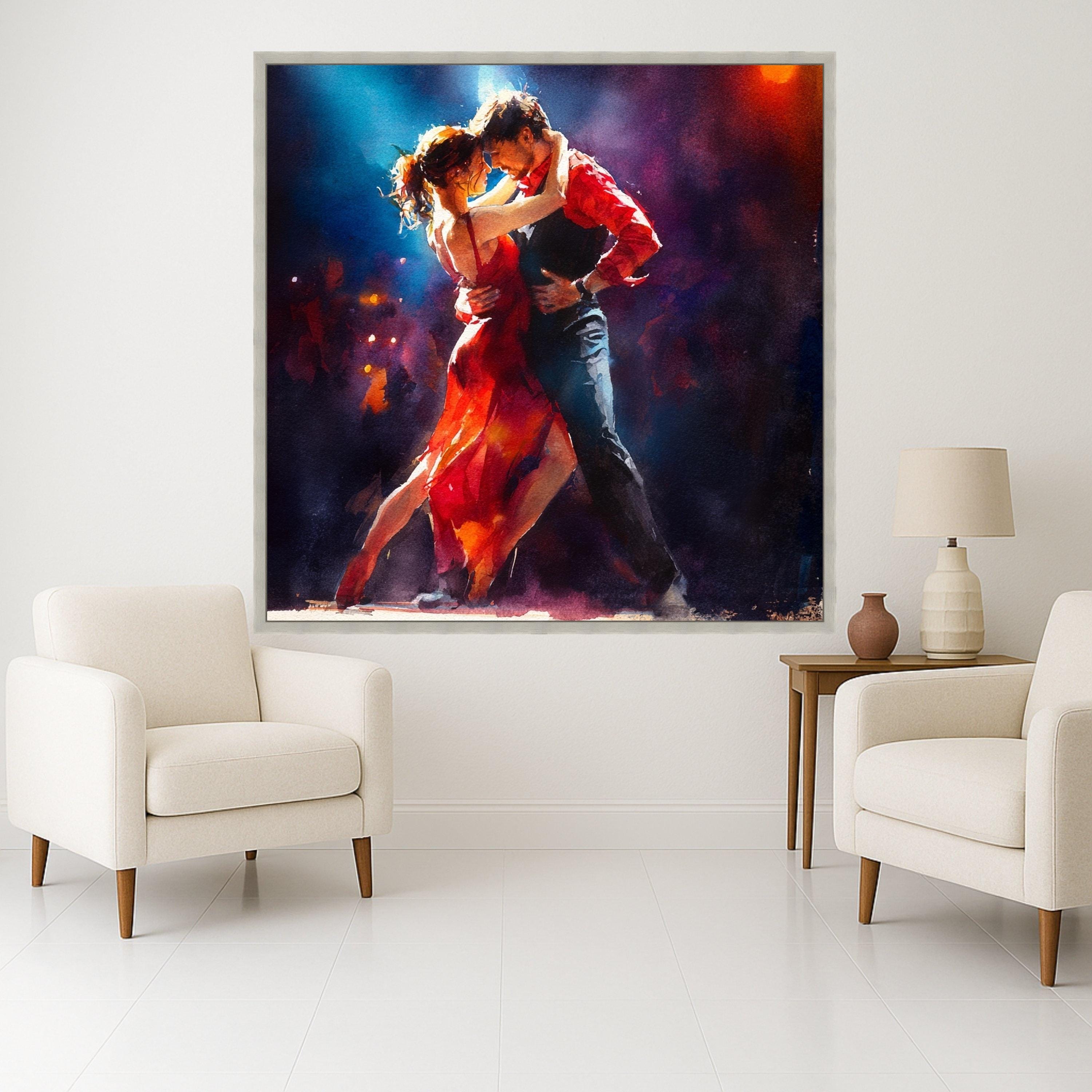 Passionate Tango Dance, Couple Canvas Art, Romantic Wall Print, Dance Floor Decoration Ready To Hang,