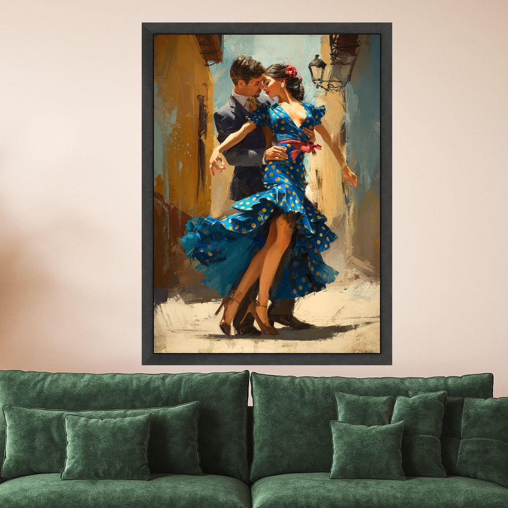 Passionate Flamenco Dance, Romantic Couple Canvas, Spanish Dance Art, Colorful Wall Print, Vibrant Home Decoration Ready To Hang,