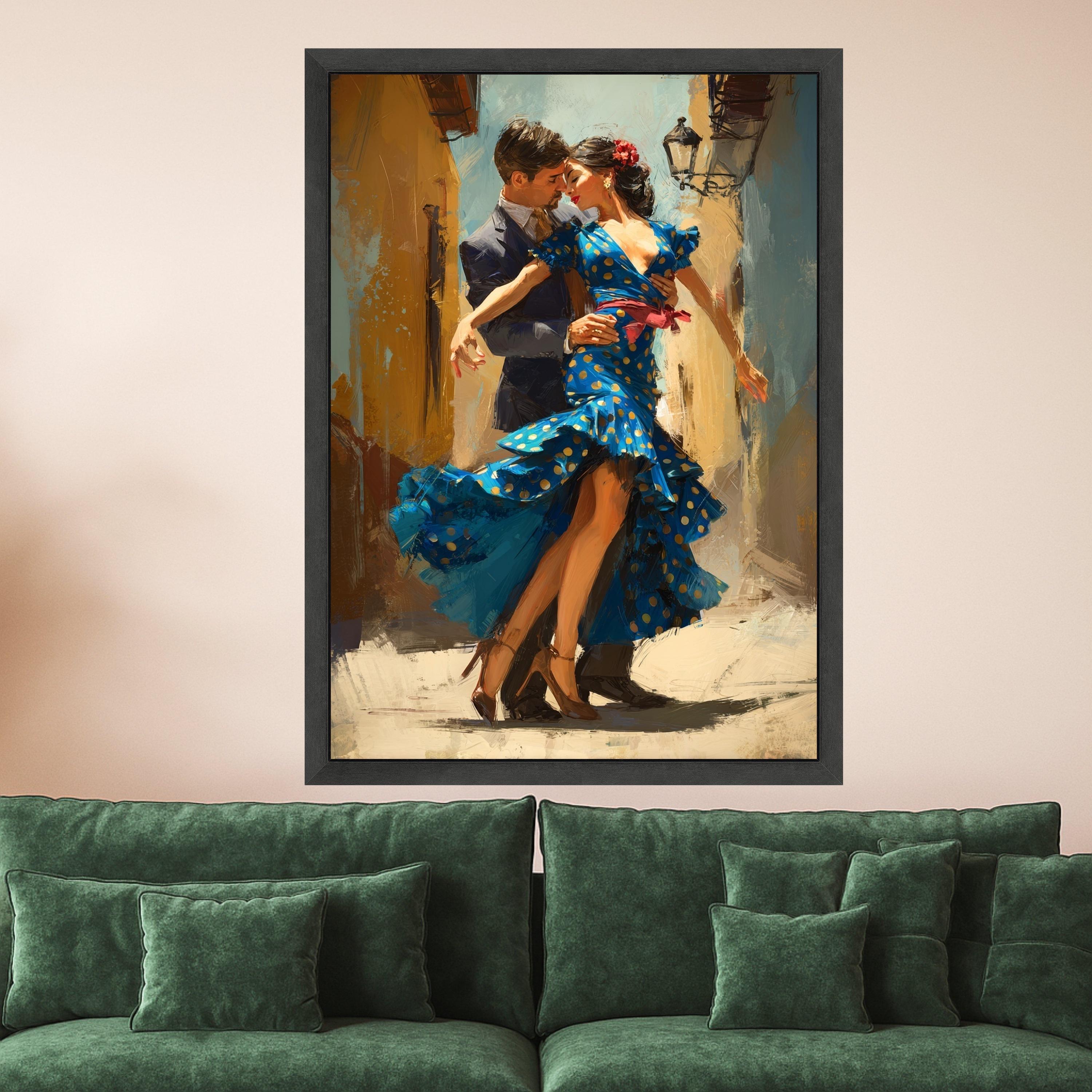 Passionate Flamenco Dance, Romantic Couple Canvas, Spanish Dance Art, Colorful Wall Print, Vibrant Home Decoration Ready To Hang,