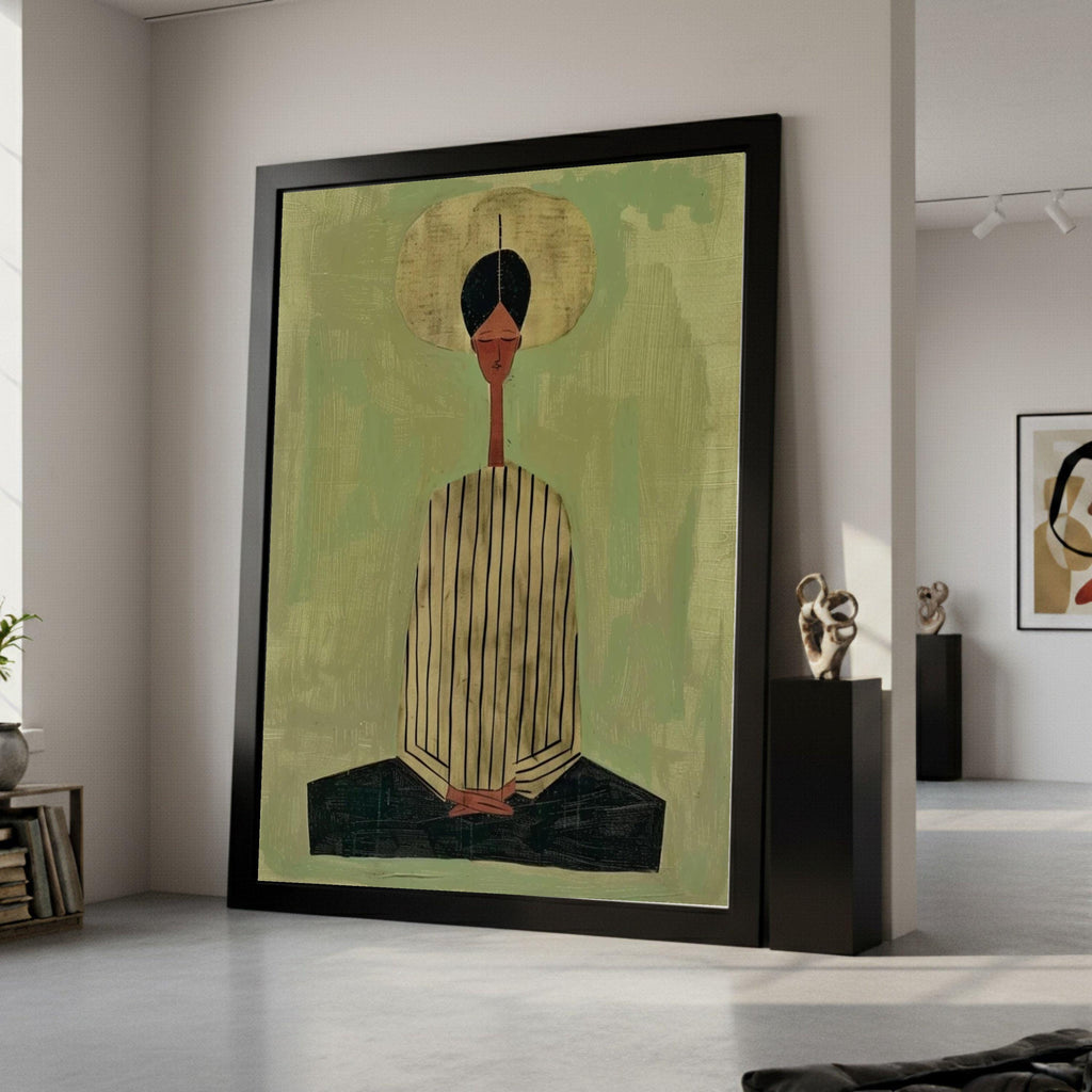 Minimalist Meditating Figure Canvas, Abstract Wall Art, Modern Home Decor Print, Zen Inspired Artwork Ready To Hang,