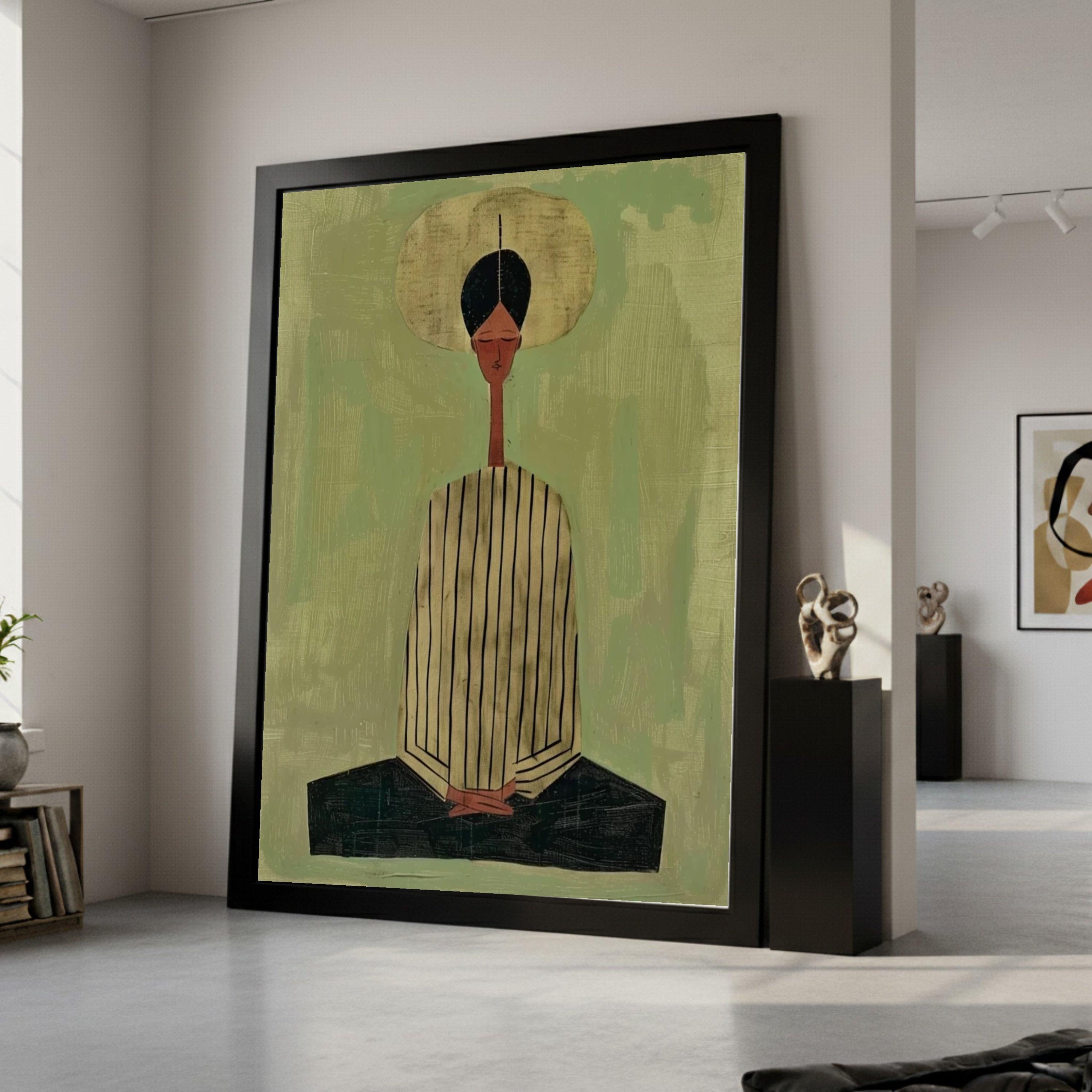 Minimalist Meditating Figure Canvas, Abstract Wall Art, Modern Home Decor Print, Zen Inspired Artwork Ready To Hang,
