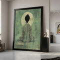 Meditative Woman Canvas, Abstract Art Print, Striped Robe Wall Art, Zen Decor Canvas, Calm Interior Design Ready To Hang,