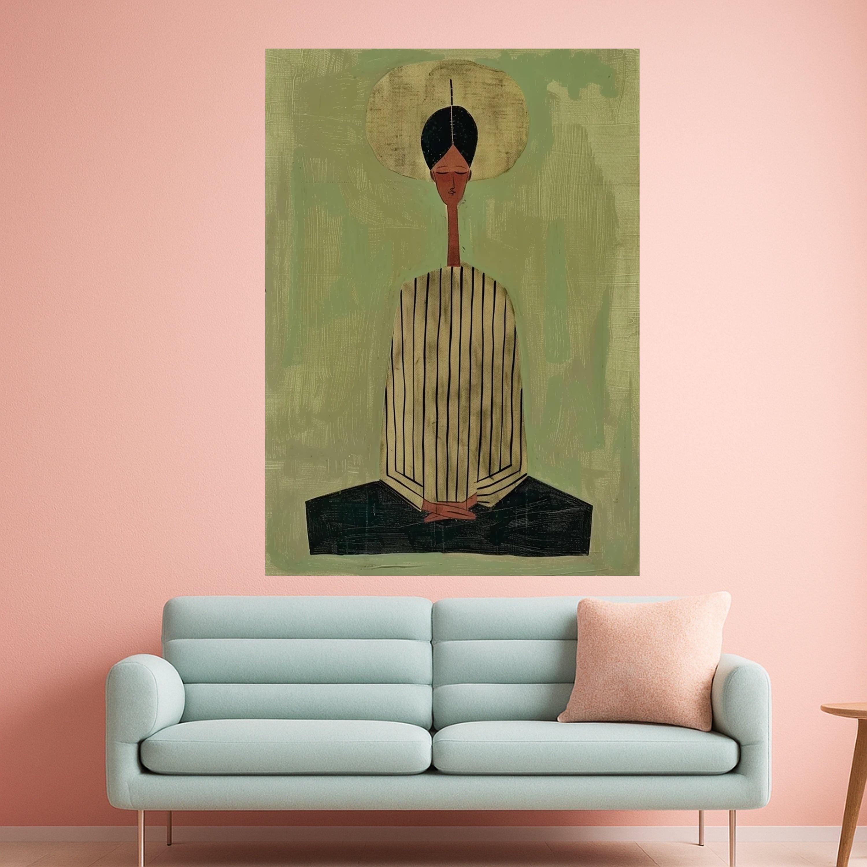Minimalist Meditating Figure Canvas, Abstract Wall Art, Modern Home Decor Print, Zen Inspired Artwork Ready To Hang,