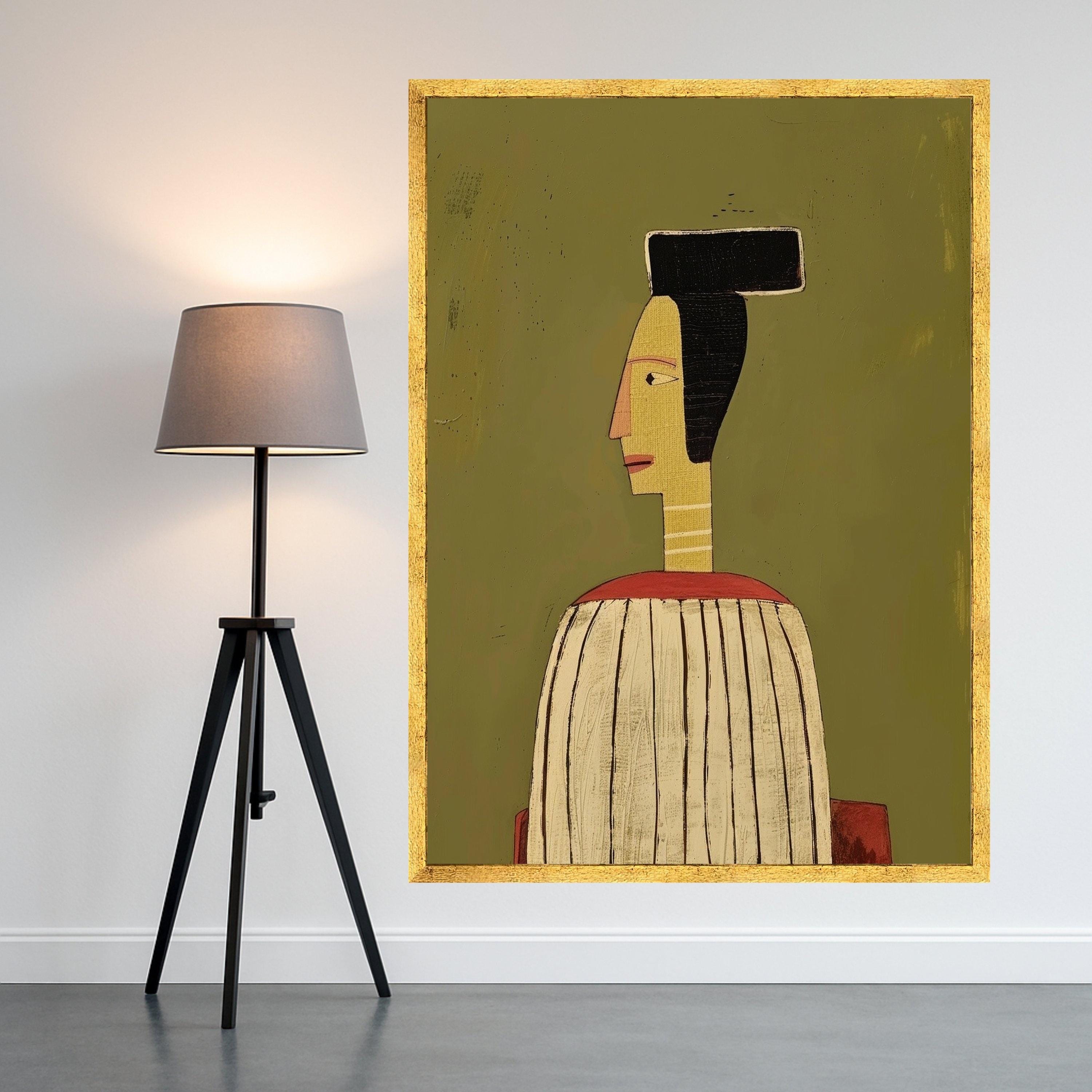 Abstract Modern Portrait, Minimalist Canvas Art, Geometric Wall Print, Contemporary Home Decor, Artistic Figure Canvas Ready To Hang,