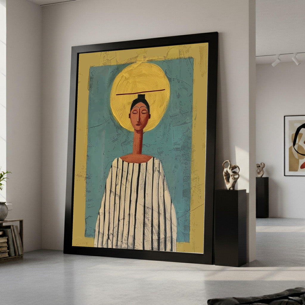 Abstract Woman Portrait Canvas, Modern Art Print, Ethnic Wall Decor, Contemporary Canvas Art Ready To Hang,