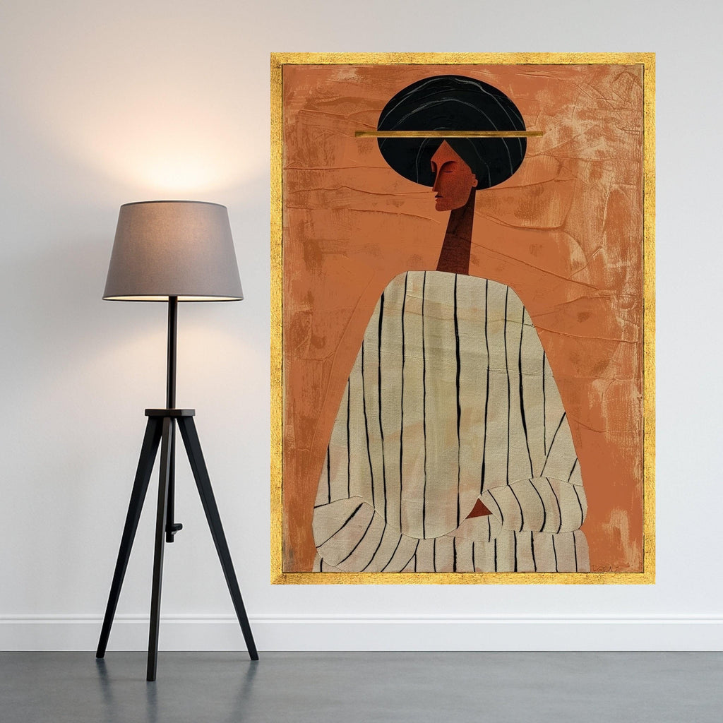 Modern Abstract Figure Canvas, African Woman Art, Minimalist Wall Print, Contemporary Canvas Decor Ready To Hang,