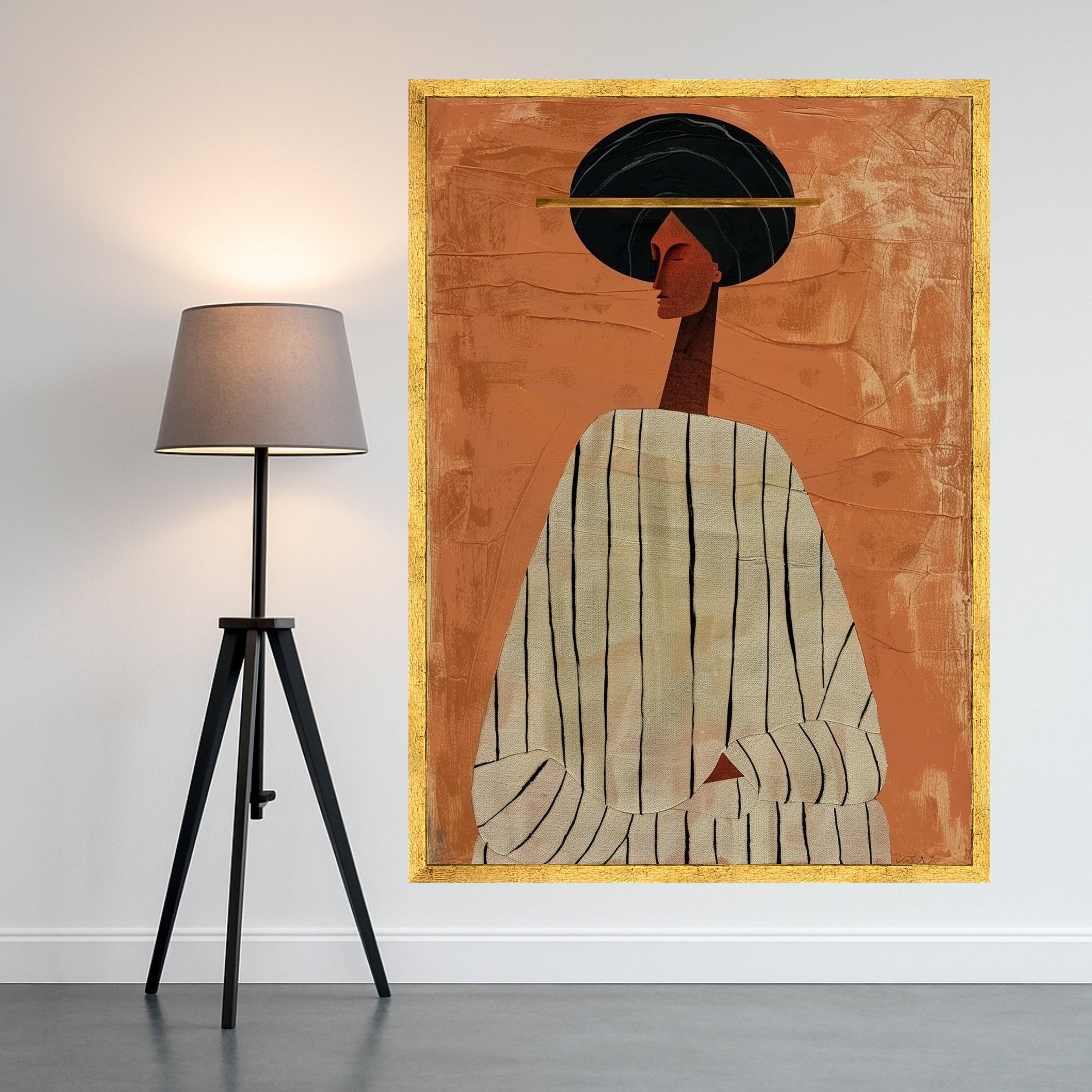 Modern Abstract Figure Canvas, African Woman Art, Minimalist Wall Print, Contemporary Canvas Decor Ready To Hang,
