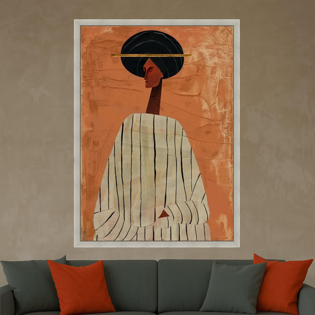 Modern Abstract Figure Canvas, African Woman Art, Minimalist Wall Print, Contemporary Canvas Decor Ready To Hang,