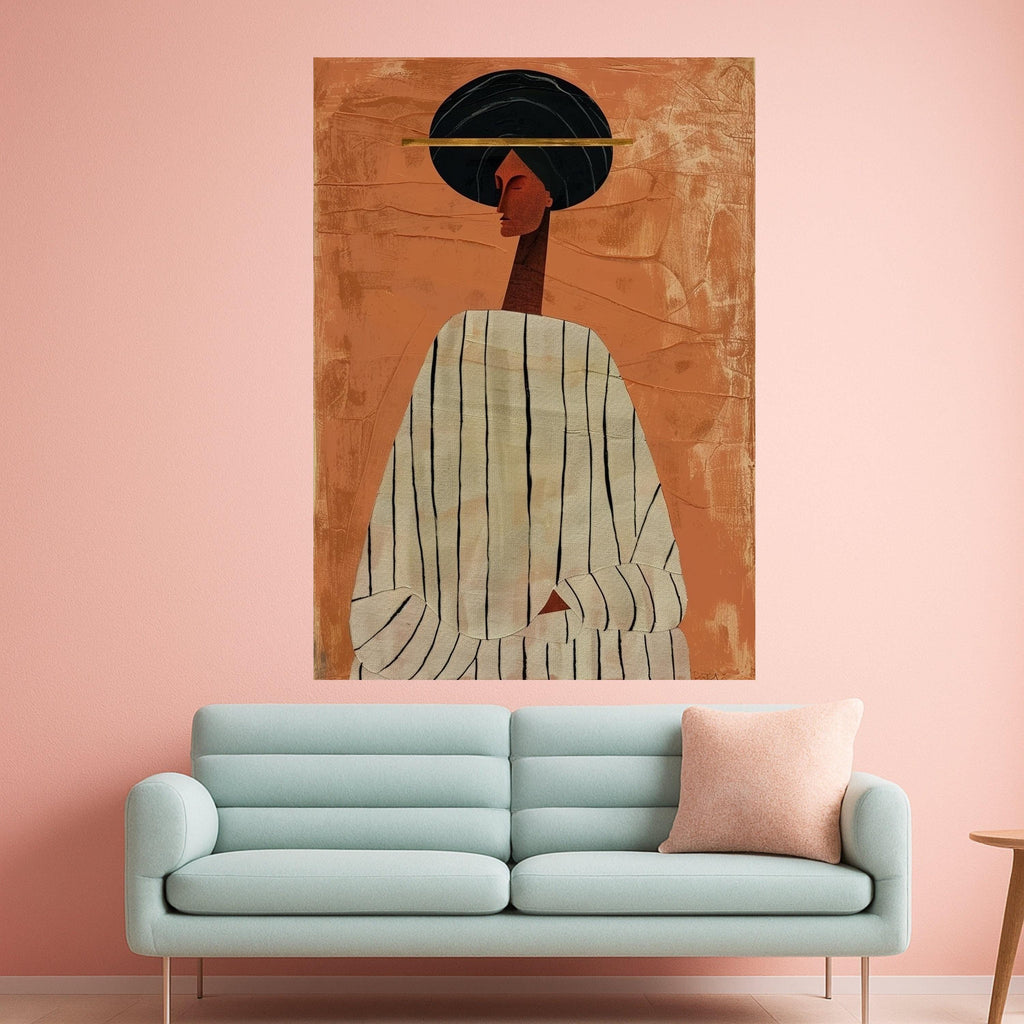 Modern Abstract Figure Canvas, African Woman Art, Minimalist Wall Print, Contemporary Canvas Decor Ready To Hang,