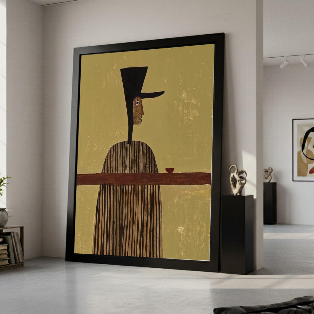 Abstract Man with Hat, Modern Canvas Art, Minimalist Wall Print, Contemporary Home Decor Ready To Hang,