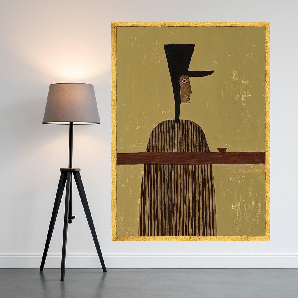 Abstract Man with Hat, Modern Canvas Art, Minimalist Wall Print, Contemporary Home Decor Ready To Hang,