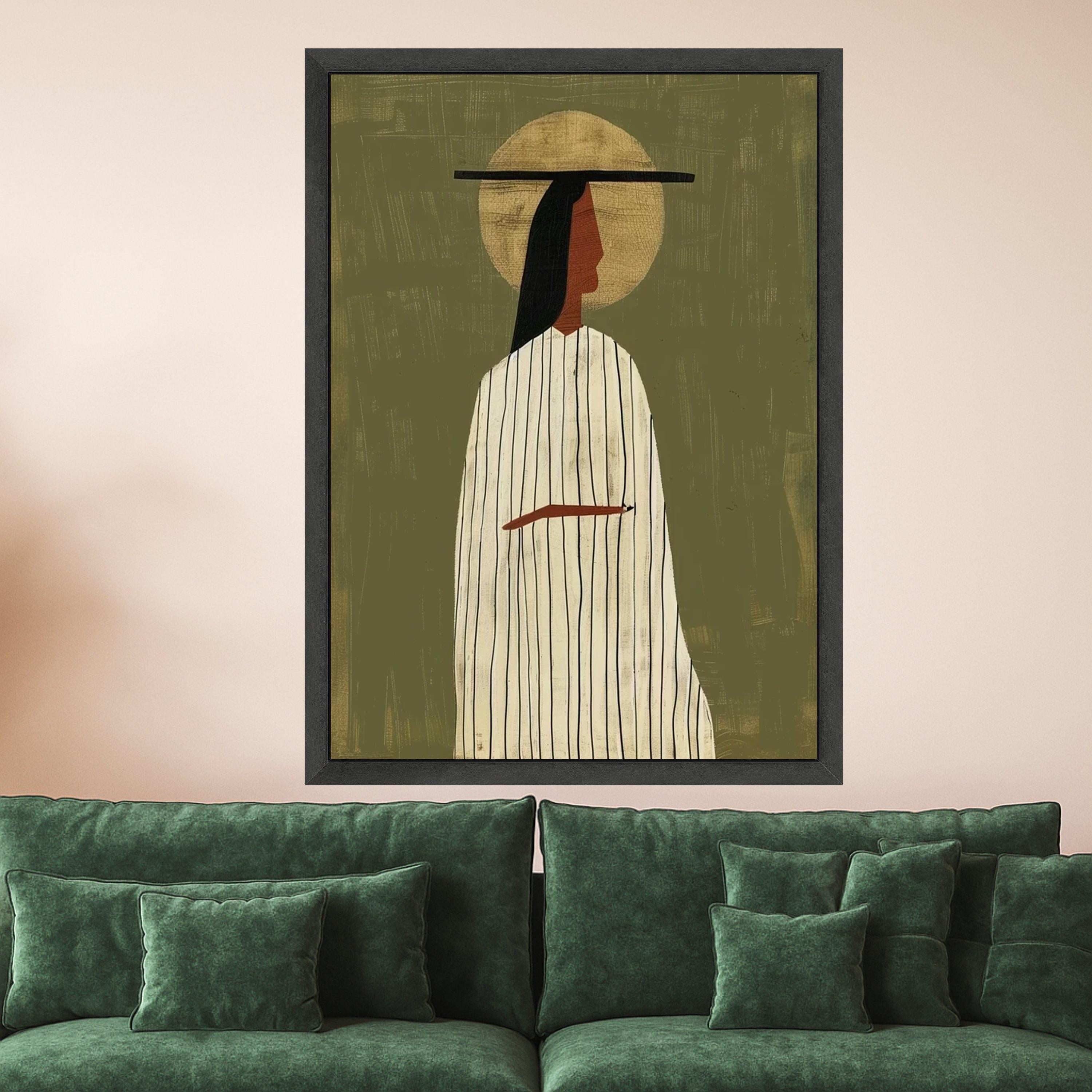 Abstract Woman Portrait Canvas, Modern Minimalist Wall Art, Ethnic Figure Print, Boho Home Decoration Ready To Hang,
