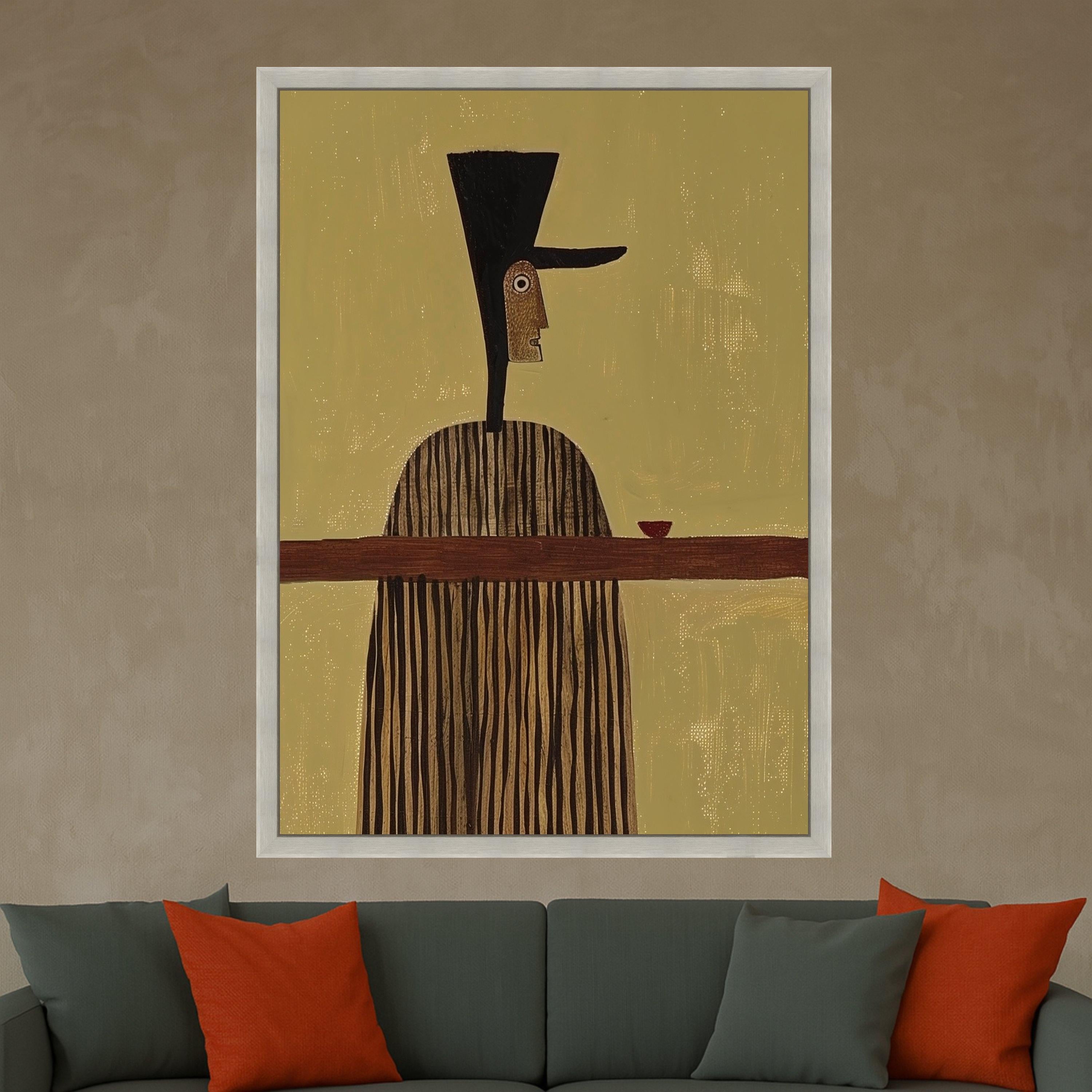 Abstract Man with Hat, Modern Canvas Art, Minimalist Wall Print, Contemporary Home Decor Ready To Hang,