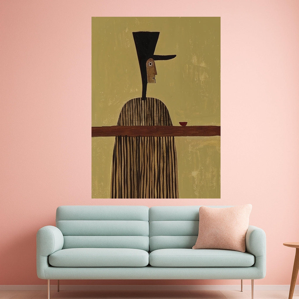 Abstract Man with Hat, Modern Canvas Art, Minimalist Wall Print, Contemporary Home Decor Ready To Hang,