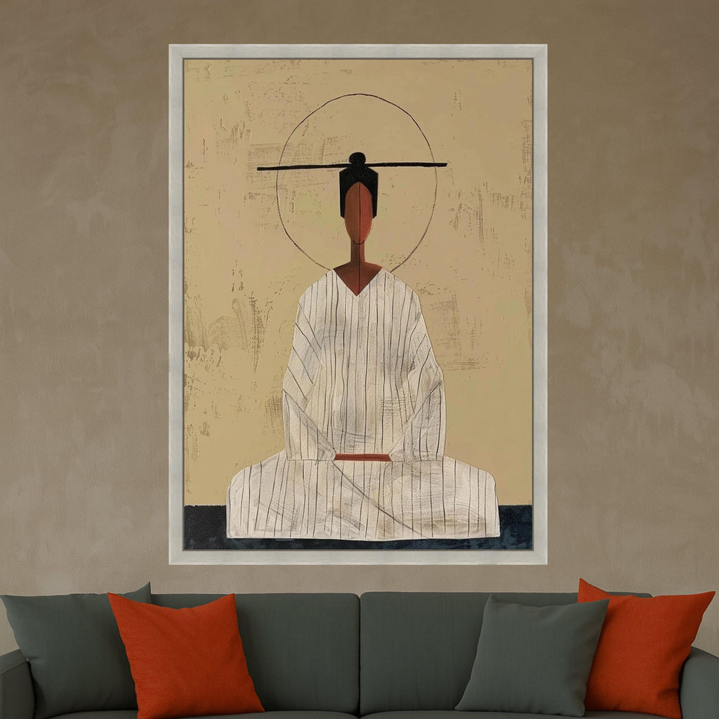 Minimalist Zen Woman Canvas, Abstract Figurative Art, Modern Wall Print, Boho Home Decor, Peaceful Meditation Canvas Ready To Hang,