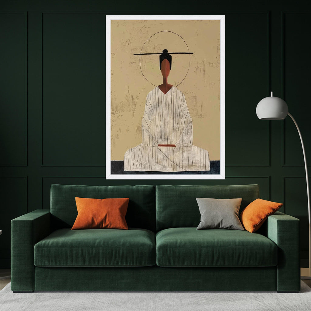 Minimalist Zen Woman Canvas, Abstract Figurative Art, Modern Wall Print, Boho Home Decor, Peaceful Meditation Canvas Ready To Hang,