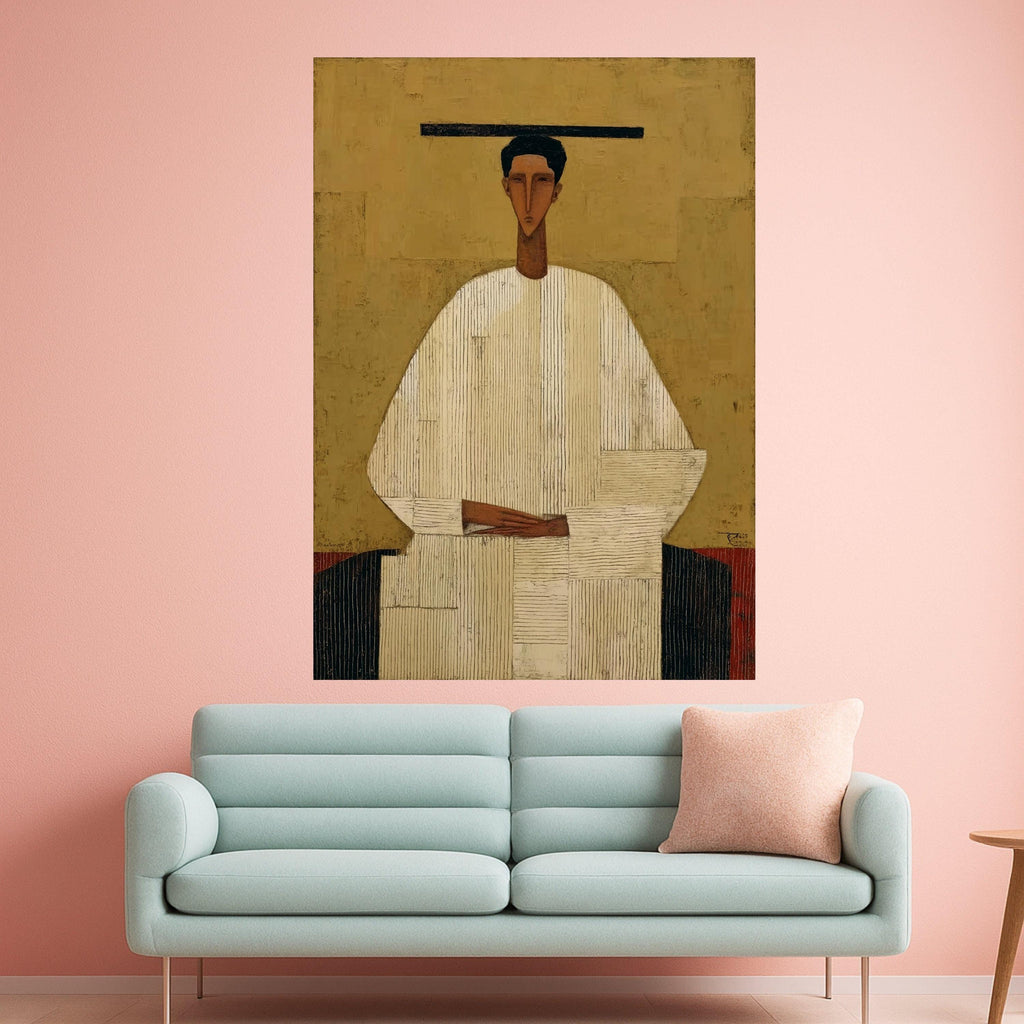 Abstract Modern Figure Canvas, Minimalist Wall Art, Contemporary Print Decor, Geometric Shape Painting Ready To Hang,