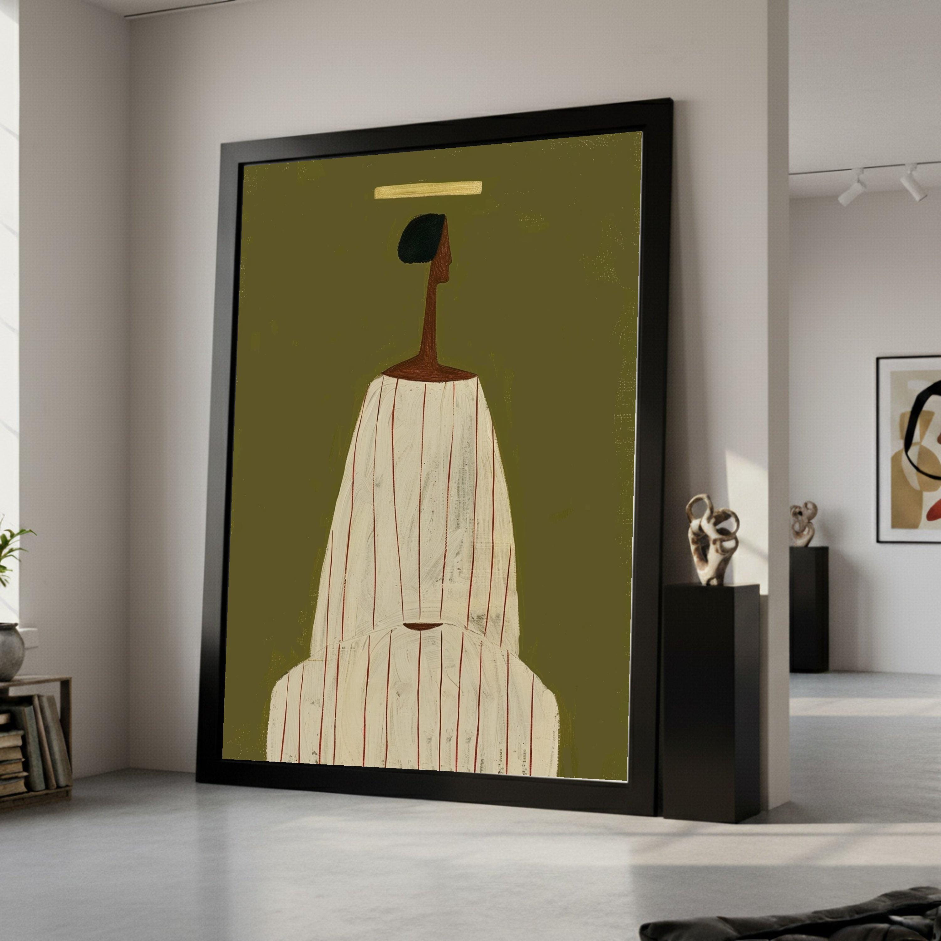 Abstract Minimalist Figure, Modern Canvas Art, Contemporary Wall Decor, Earth Tone Print, Artistic Canvas Design Ready To Hang,