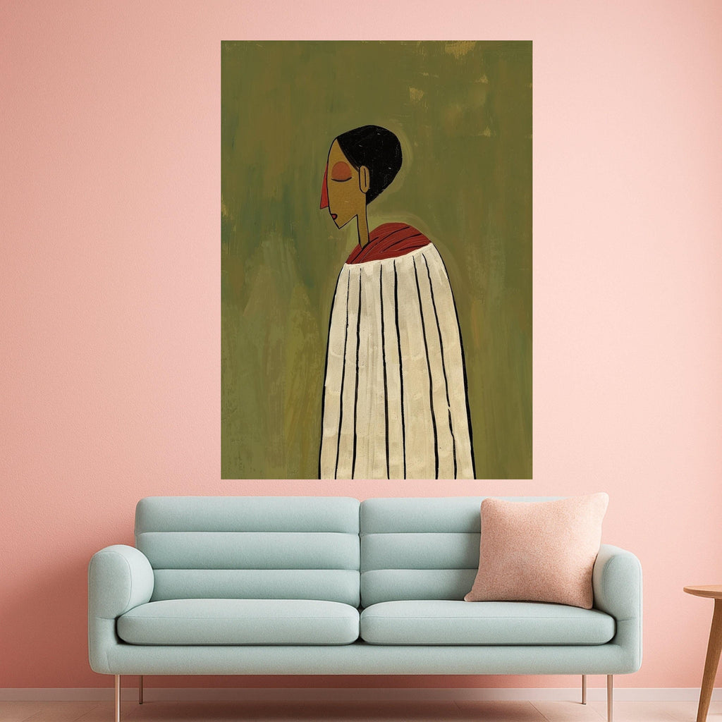 Abstract Woman Portrait, Modern Canvas Art, Minimalist Wall Print, Contemporary Home Decor Ready To Hang,