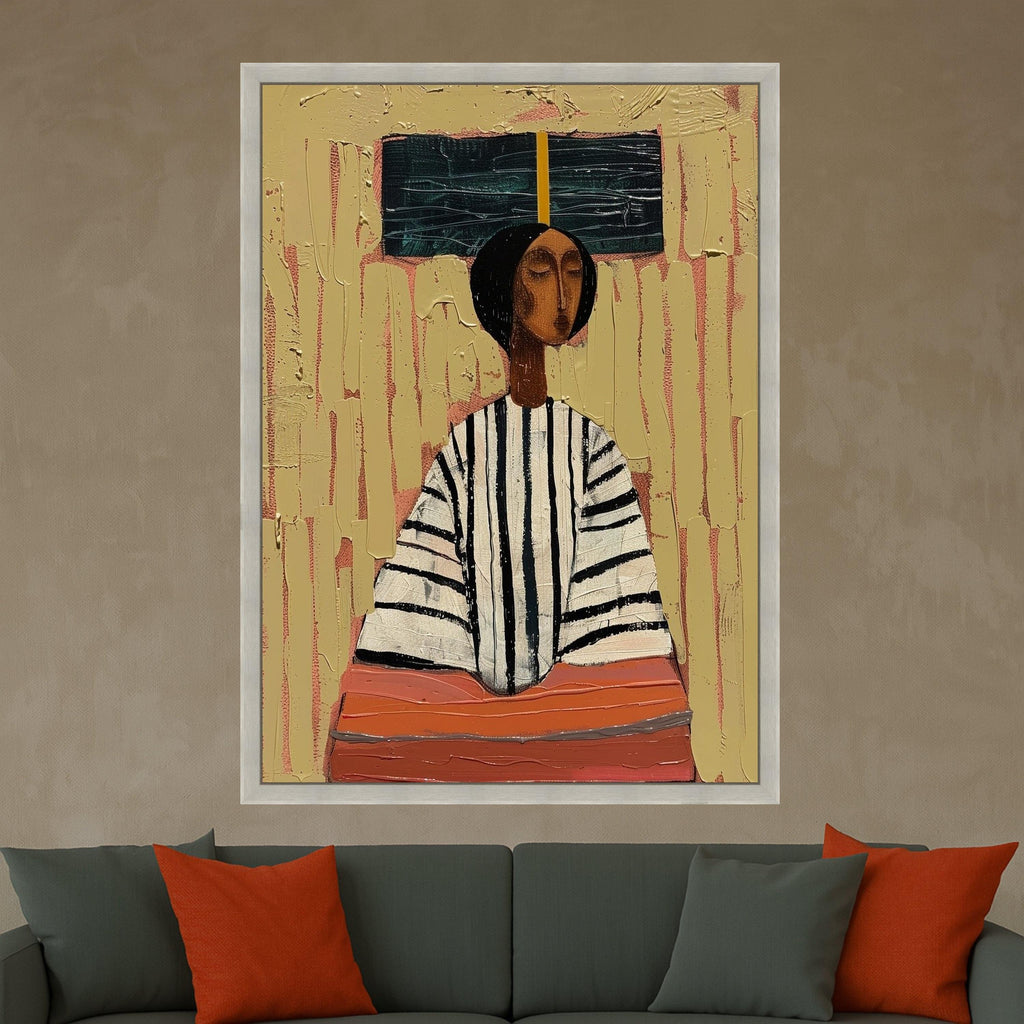 Abstract Woman Portrait, Canvas, Modern Figurative Art, Ethnic Wall Decor, Ready to Hang Print Ready To Hang,