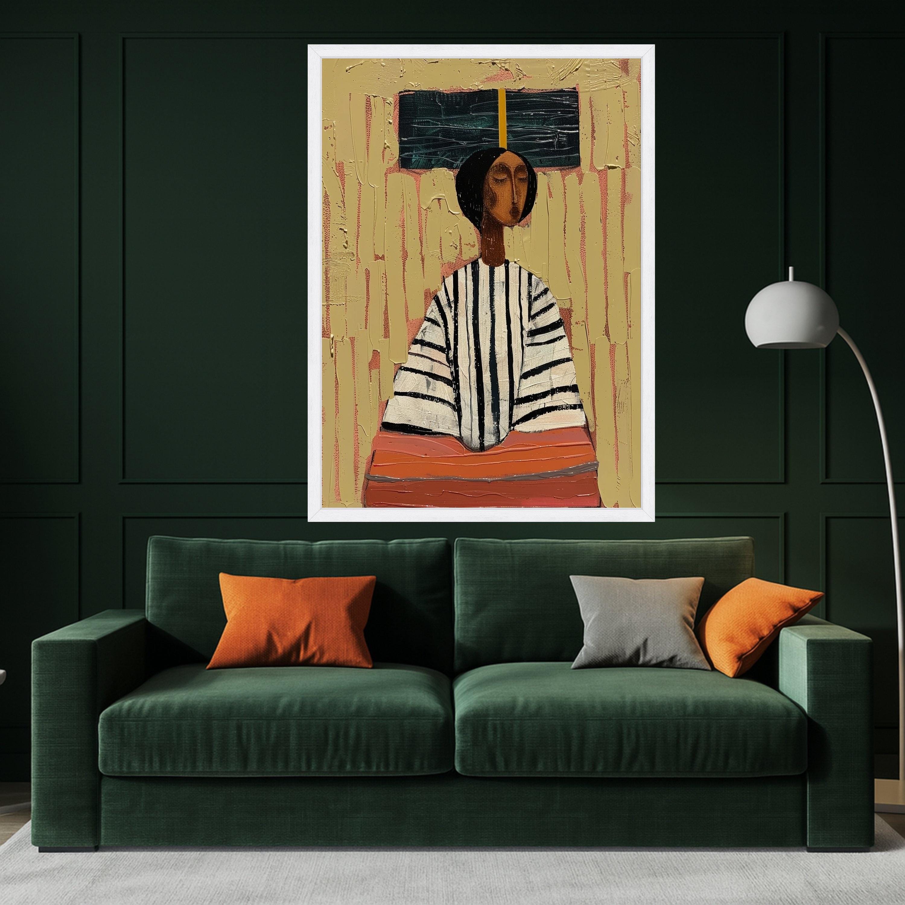 Abstract Woman Portrait, Canvas, Modern Figurative Art, Ethnic Wall Decor, Ready to Hang Print Ready To Hang,