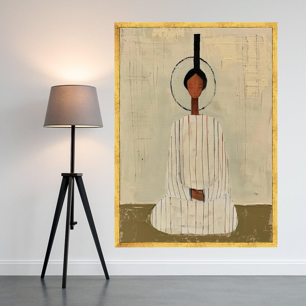 Minimalist Meditative Figure, Abstract Canvas Art, Spiritual Wall Decor, Modern Art Print, Calm Home Decoration Ready To Hang,